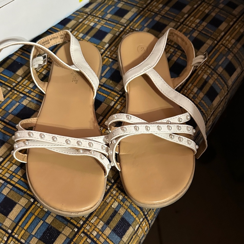 Cat & Jack White Pearl-Embellished Sandals